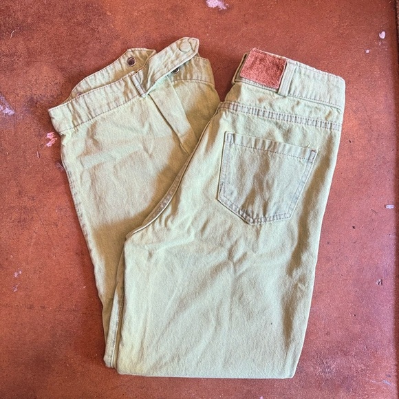 Tach Clothing Lime Green Cropped Hugh Waisted Wide Leg Buttoned Cuffs Jeans F - Picture 1 of 3